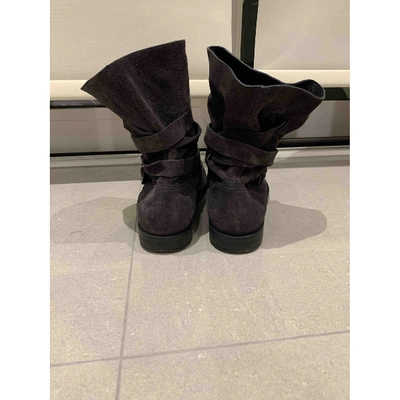 Pre-owned Dior Anthracite Suede Boots