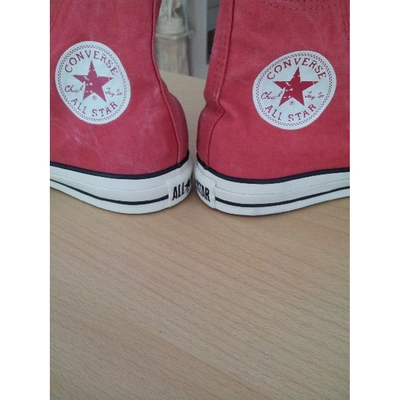 Pre-owned Converse Cloth High Trainers In Red