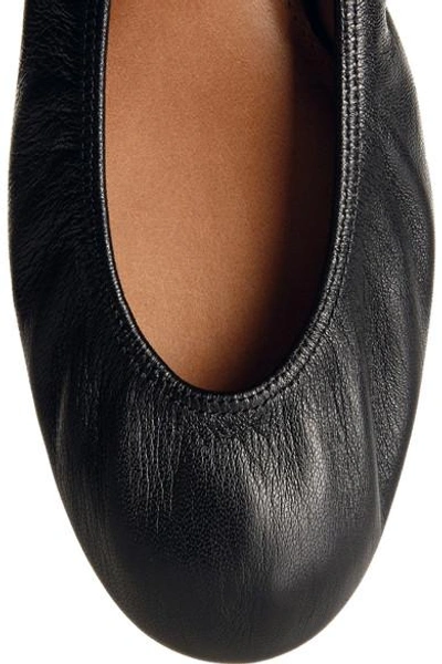 Shop Lanvin Faux Pearl-embellished Leather Ballet Flats In Black