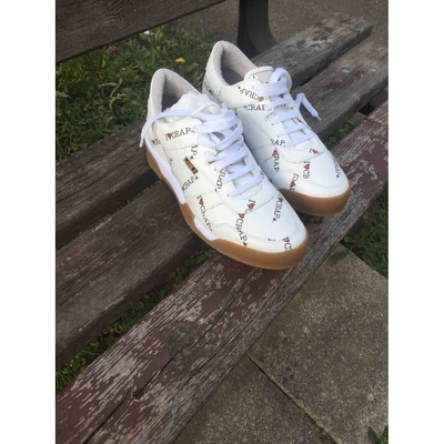 Pre-owned Vivienne Westwood Leather Low Trainers In Ecru