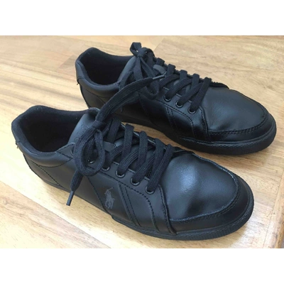 Pre-owned Polo Ralph Lauren Leather Low Trainers In Black