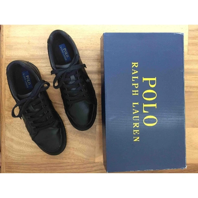 Pre-owned Polo Ralph Lauren Leather Low Trainers In Black