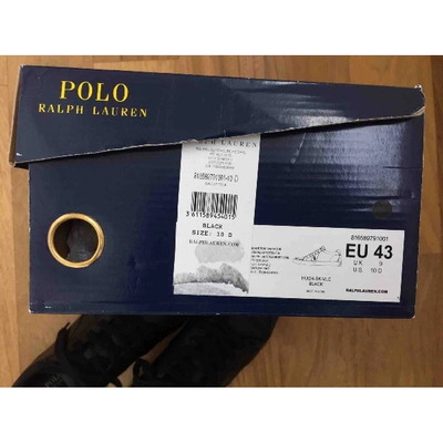 Pre-owned Polo Ralph Lauren Leather Low Trainers In Black