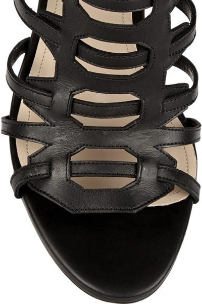 Shop Paul Andrew Athena Leather Sandals In Black