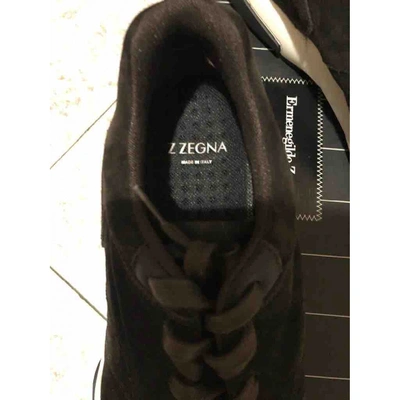Pre-owned Z Zegna Brown Suede Trainers