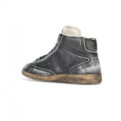 Pre-owned Maison Margiela Leather High Trainers In Anthracite