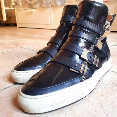 Pre-owned Le Silla Leather High Trainers In Black