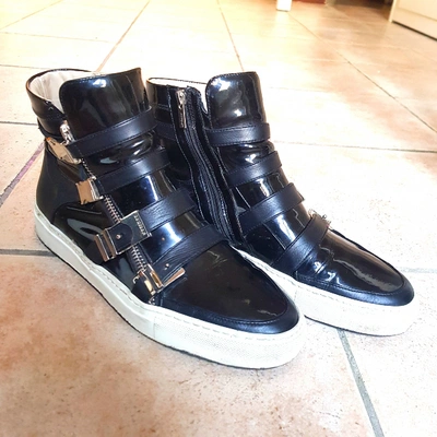 Pre-owned Le Silla Leather High Trainers In Black
