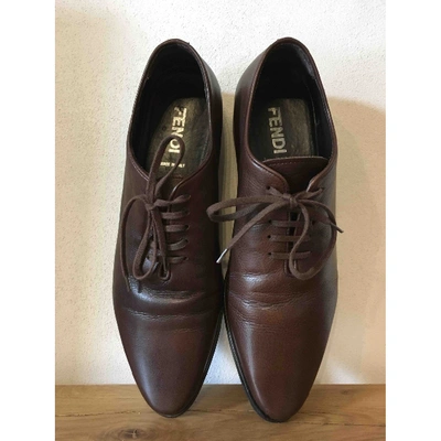 Pre-owned Fendi Leather Lace Ups In Brown