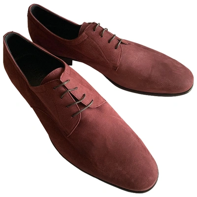 Pre-owned A. Testoni' Burgundy Suede Lace Ups