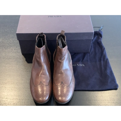 Pre-owned Prada Brown Leather Boots