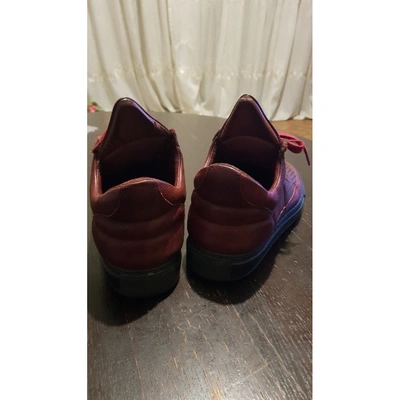 Pre-owned Filling Pieces Leather Trainers In Burgundy