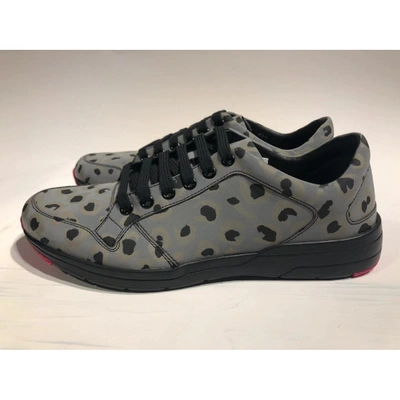 Pre-owned Gucci Grey Leather Trainers