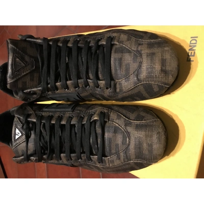 Pre-owned Fendi Cloth Low Trainers In Brown