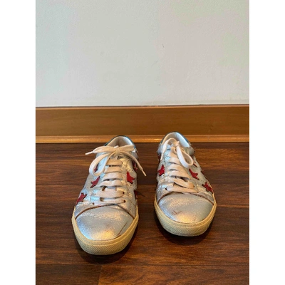 Pre-owned Saint Laurent Leather Low Trainers In Silver