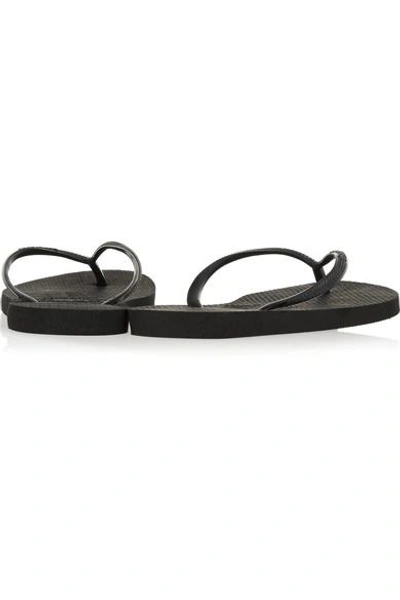 Shop Havaianas Slim Rubber Flip Flops In Black