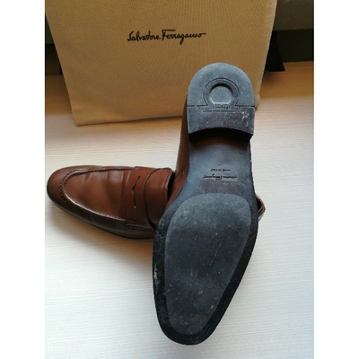 Pre-owned Ferragamo Leather Flats In Brown