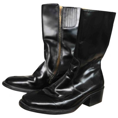 Pre-owned Emporio Armani Black Leather Boots