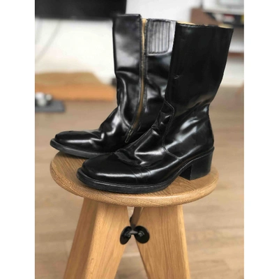 Pre-owned Emporio Armani Black Leather Boots