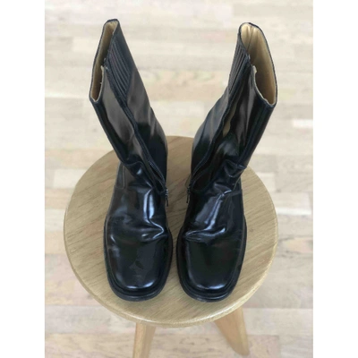 Pre-owned Emporio Armani Black Leather Boots