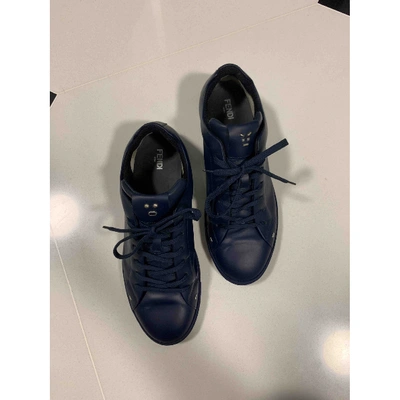 Pre-owned Fendi Blue Leather Trainers