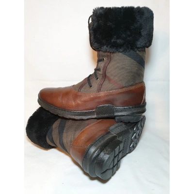 Pre-owned Burberry Brown Leather Boots