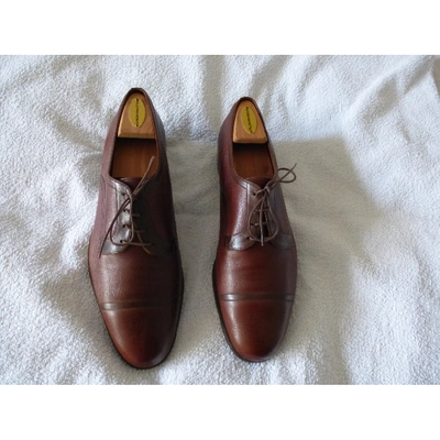 Pre-owned A. Testoni' Brown Leather Lace Ups