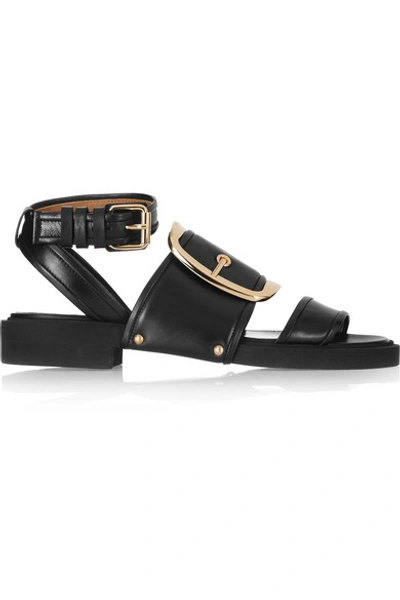 Givenchy Viktor Buckle Calfskin Leather Sandals In Black