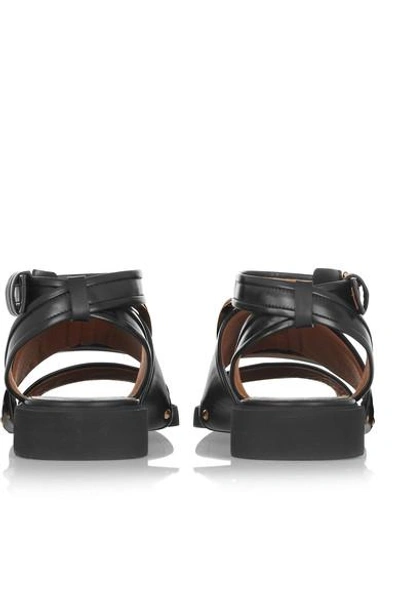 Shop Givenchy Oversized Buckle Sandals In Black Leather