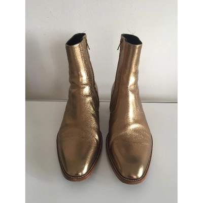 Pre-owned Saint Laurent Gold Leather Boots