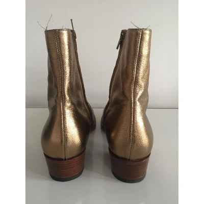 Pre-owned Saint Laurent Gold Leather Boots