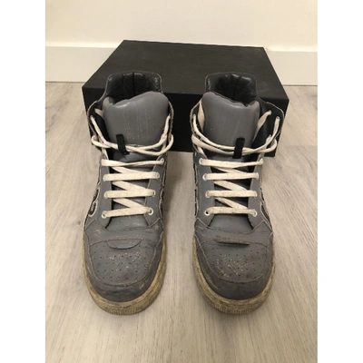 Pre-owned Dsquared2 Grey Leather Trainers