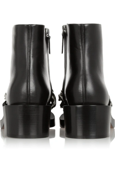 Shop Givenchy Laura Chain-trimmed Leather Ankle Boots