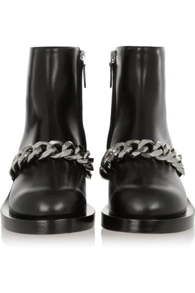 Shop Givenchy Laura Chain-trimmed Leather Ankle Boots