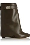 Givenchy Shark Lock Leather Pants Mid-calf Wedge Boots