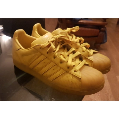 Pre-owned Adidas X Pharrell Williams Leather Low Trainers In Yellow
