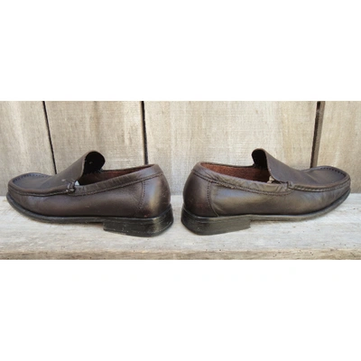 Pre-owned Gucci Leather Flats In Brown