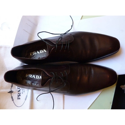 Pre-owned Prada Leather Lace Ups In Brown
