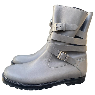 Pre-owned Dior Grey Leather Boots