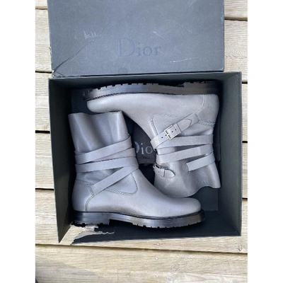 Pre-owned Dior Grey Leather Boots