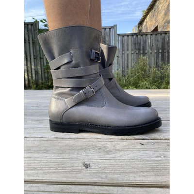 Pre-owned Dior Grey Leather Boots