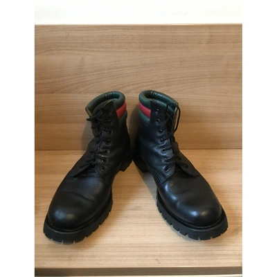 Pre-owned Gucci Black Leather Boots