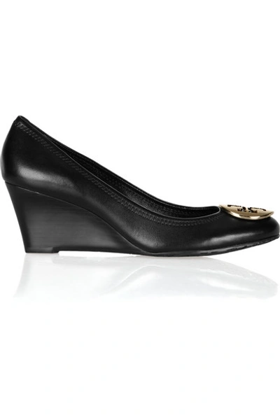 Tory Burch Sally Leather Wedge Pumps In Black