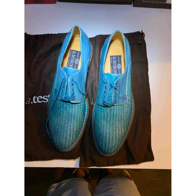 Pre-owned A. Testoni' Turquoise Leather Lace Ups