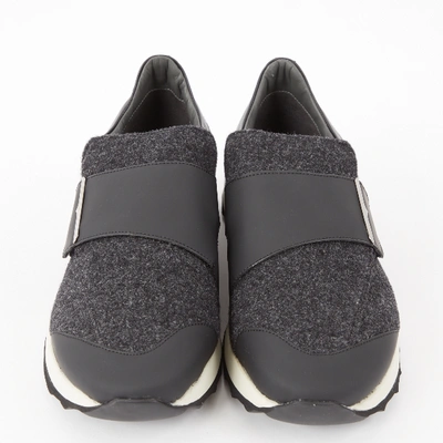 Pre-owned Alberto Guardiani Tweed Flats In Anthracite