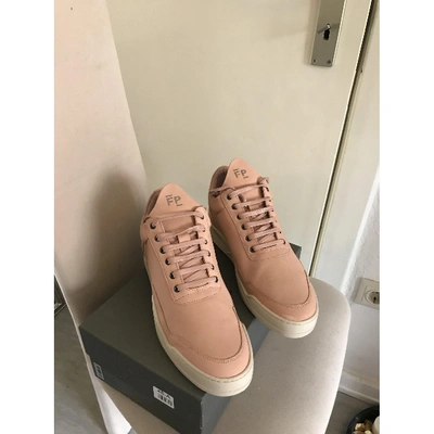 Pre-owned Filling Pieces Leather High Trainers In Pink
