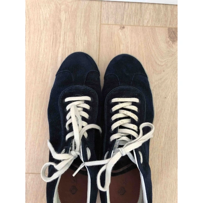 Pre-owned Loro Piana Navy Suede Trainers