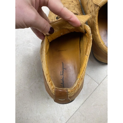 Pre-owned Ferragamo Yellow Ostrich Trainers