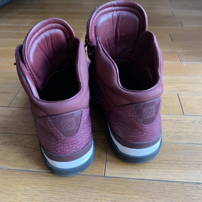 Pre-owned Louis Vuitton Burgundy Water Snake Trainers