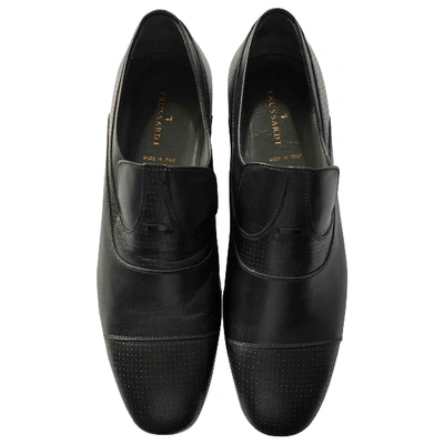 Pre-owned Trussardi Leather Flats In Black